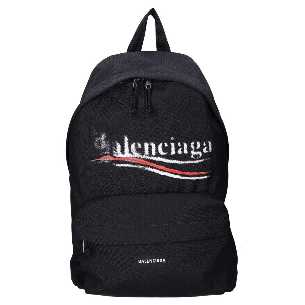 BALENCIAGA 503221 Nylon Brushed Logo Explorer Backpack, Black, Men's